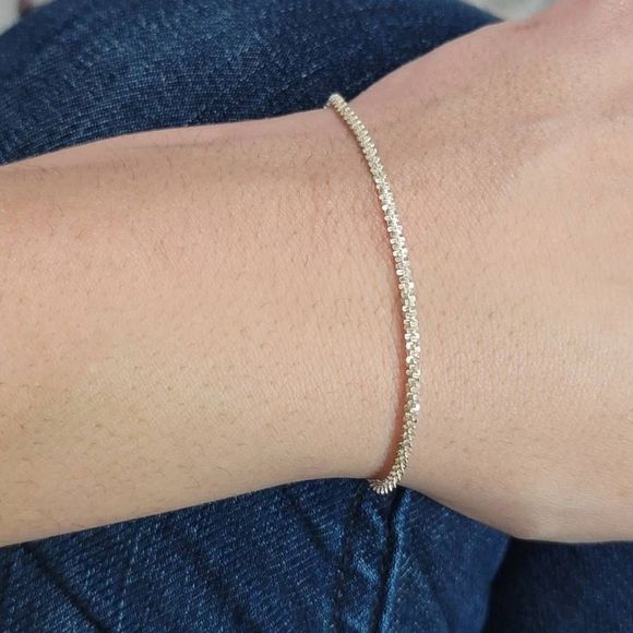 Diamond cut sterling silver bracelet - Picture 3 of 5